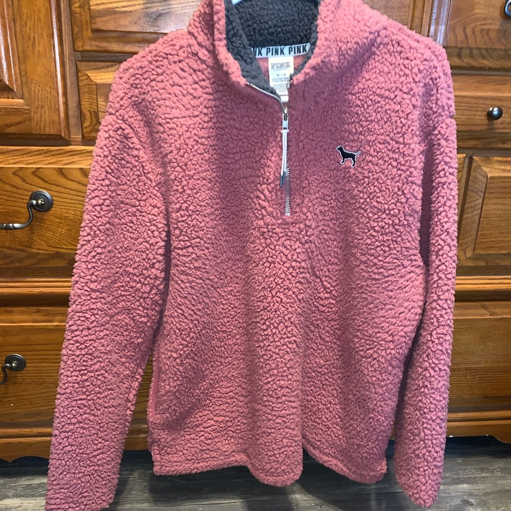 Victoria’s Secret Pink Sherpa Quarter Zip Medium